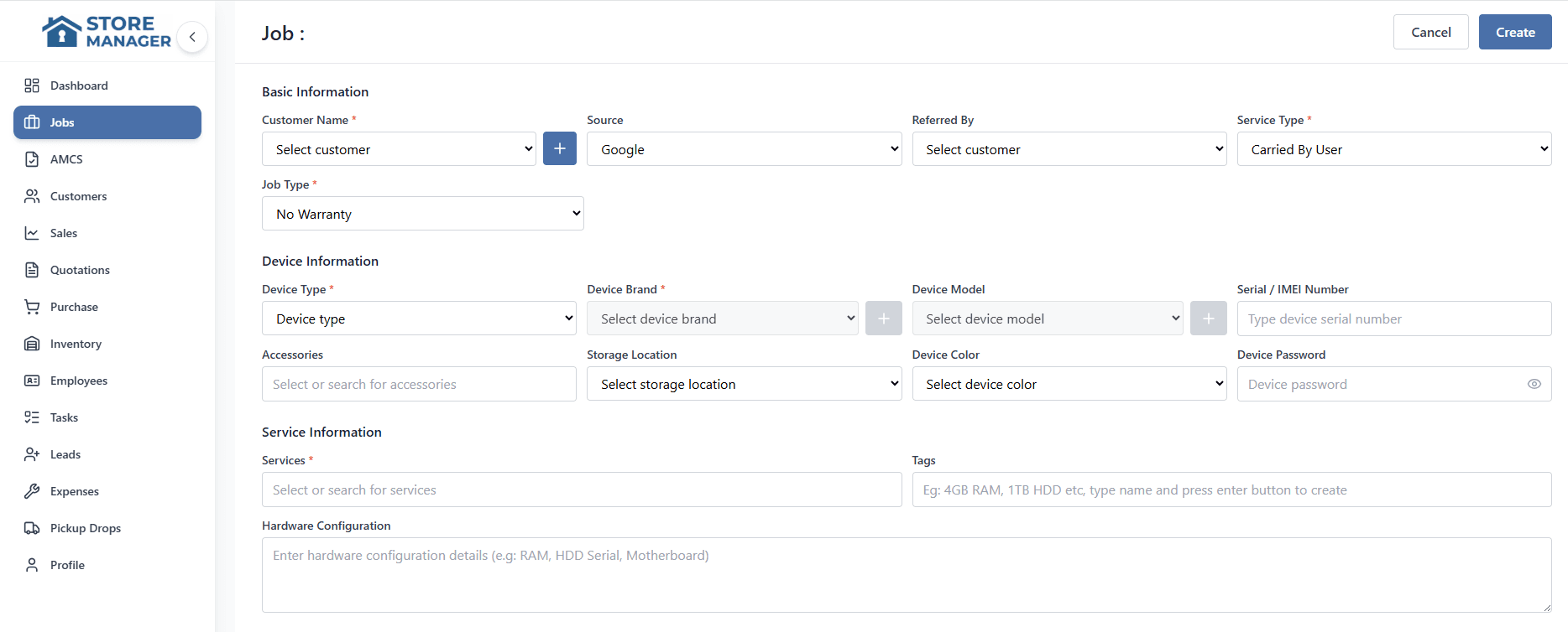 Repair Ticket Dashboard Table